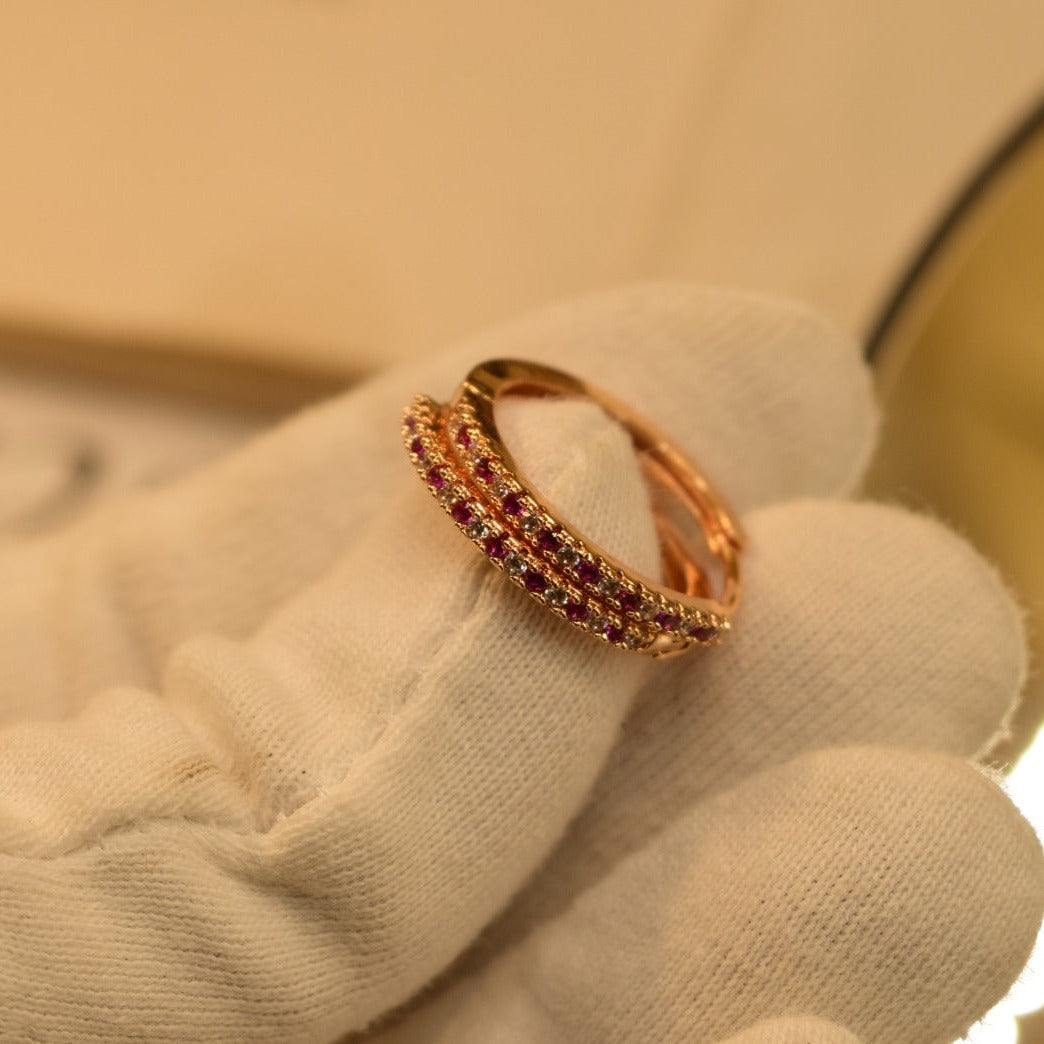 Elegant Design Golden Maroon/Crystal Stones Earrings For Girls/Women